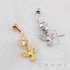 DANGLE DOVE SWALLOW SPARROW BIRD CHARM BELLY BUTTON NAVEL RING 316L SURGICAL STEEL